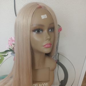 Ash Blonde Synthetic Hair Wigs - Long Straight Hair
